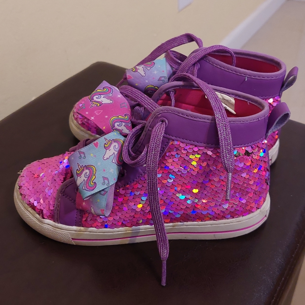JoJo Siwa sequin High top pink sneakers